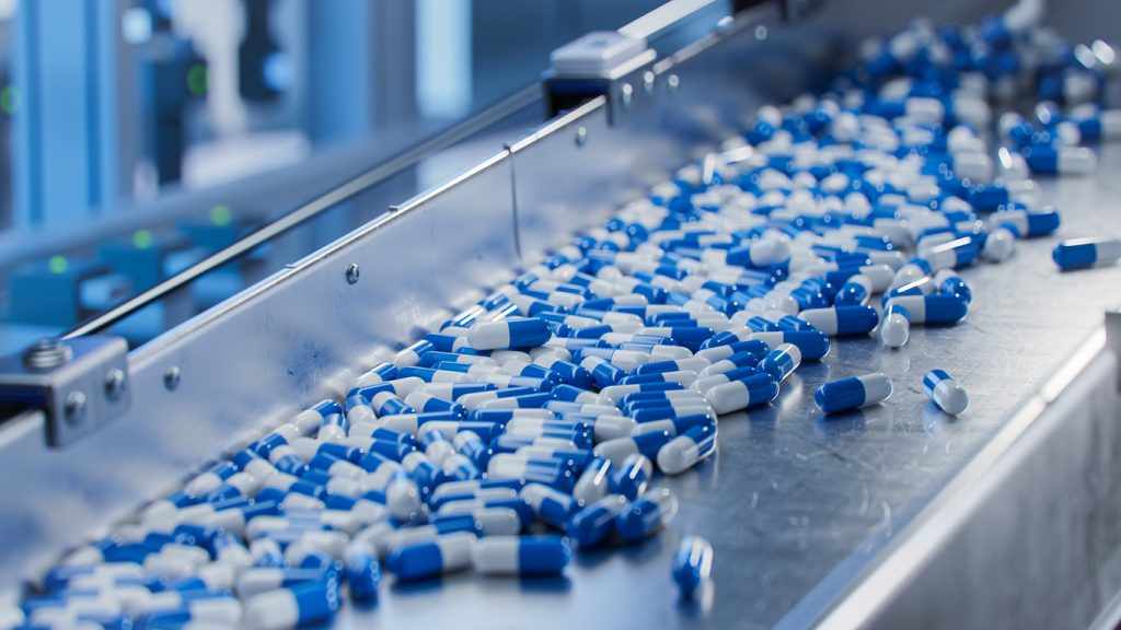 pharmaceuticals capsules during production